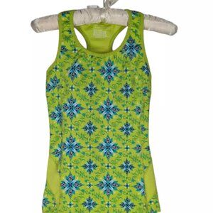 Tek Gear Tank Top XS Women's Green Medallion Print Racerback Athletic Workout